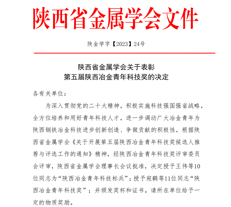 優(yōu)秀！龍鋼公司5人榮獲第五屆陜西冶金青年科技獎榮譽